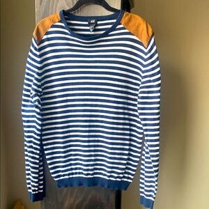 H&M Men’s Stripe Sweater with Suede Shoulder Patches